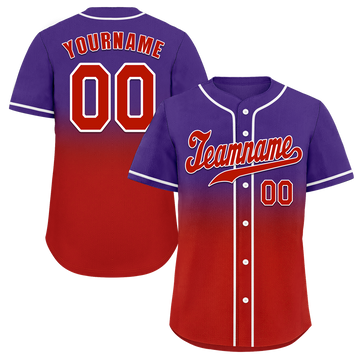 Custom Purple Red Fade Fashion Red Authentic Baseball Jersey