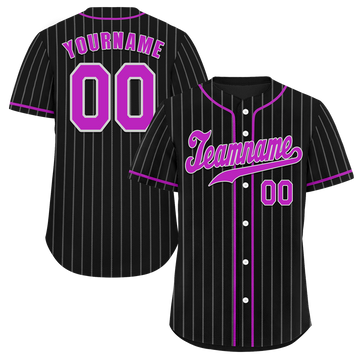 Custom Black Stripe Fashion Purple Authentic Baseball Jersey