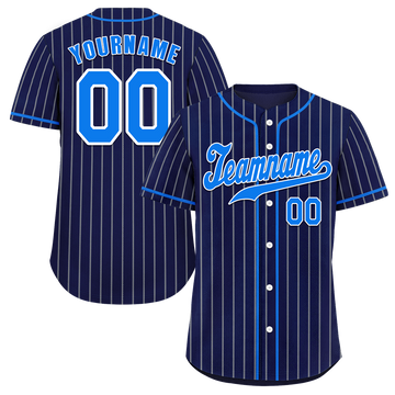 Custom Blue Stripe Fashion Aqua Authentic Baseball Jersey