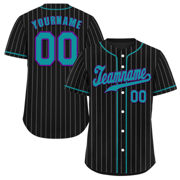 Custom Black Stripe Fashion Aqua Authentic Baseball Jersey