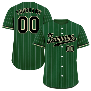 Custom Green Stripe Fashion Black Authentic Baseball Jersey