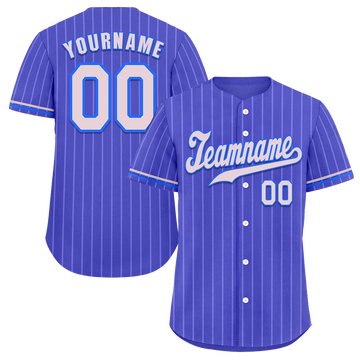 Custom Blue Stripe Fashion Grey Authentic Baseball Jersey