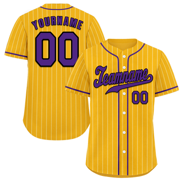 Custom Yellow Stripe Fashion Purple Authentic Baseball Jersey
