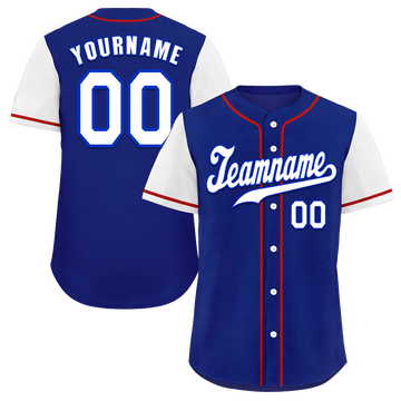 Custom Blue White Raglan Sleeves White Authentic Baseball Jersey