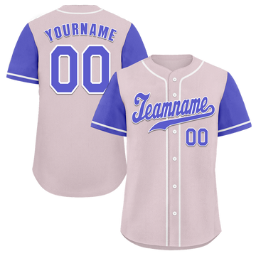 Custom Grey Blue Raglan Sleeves Blue Authentic Baseball Jersey