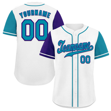 Custom White Two Tone Aqua Authentic Baseball Jersey