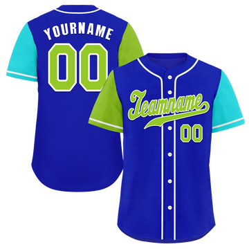 Custom Blue Two Tone Green Authentic Baseball Jersey