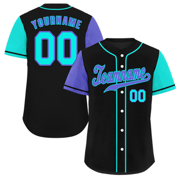 Custom Black Two Tone Purple Authentic Baseball Jersey