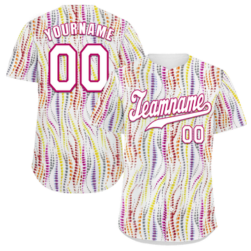 Custom Yellow Purple Tie Dye White Authentic Baseball Jersey BSBJ0a-bc0fbfc