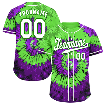 Custom Green Purple Tie Dye White Authentic Baseball Jersey BSBJ0a-bc0fbfe