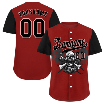 Custom Red Black Skull Fashion Black Authentic Baseball Jersey BSBJ0a-bc0fb9e