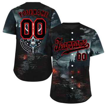 Custom Black Skull Fashion Black Authentic Baseball Jersey BSBJ0a-bc0fc00