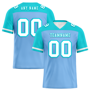 Custom Blue Aqua Raglan Sleeves White Personalized Authentic Football Jersey FBJ02-bc0f0b8