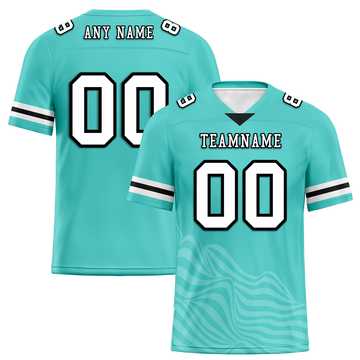 Custom Aqua Sleeve Stripes White Personalized Authentic Football Jersey FBJ02-bc0f0da