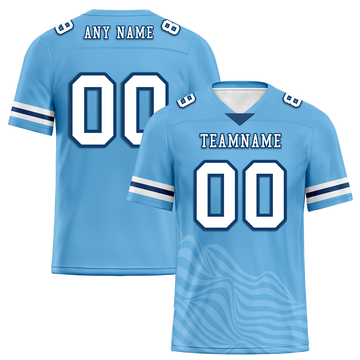 Custom Blue Sleeve Stripes White Personalized Authentic Football Jersey FBJ02-bc0f0db