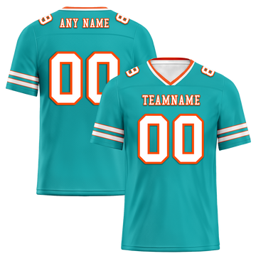 Custom Aqua Sleeve Stripes White Personalized Authentic Football Jersey FBJ02-bc0f07f