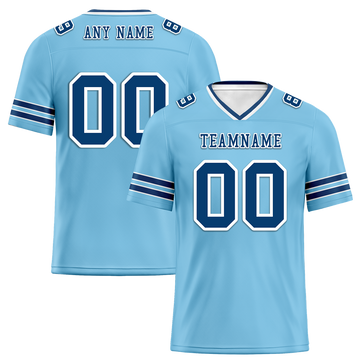 Custom Aqua Sleeve Stripes Blue Personalized Authentic Football Jersey FBJ02-bc0f089