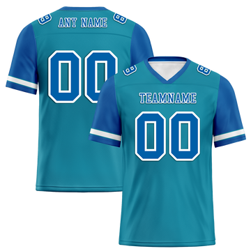 Custom Aqua Blue Two Tone Blue Personalized Authentic Football Jersey FBJ02-bc0f098