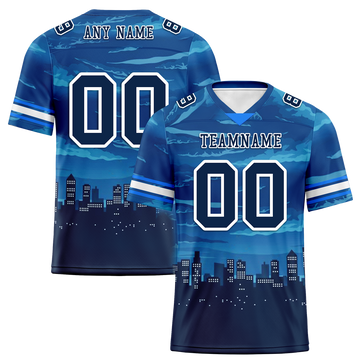 Custom Blue Graffiti Pattern Black Personalized Authentic Football Jersey FBJ02-bc0fada