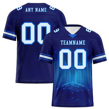 Custom Blue Graffiti Pattern White Personalized Authentic Football Jersey FBJ02-bc0fadb