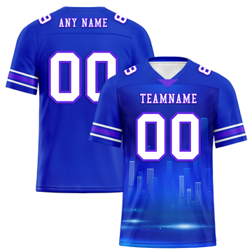 Custom Blue Graffiti Pattern White Personalized Authentic Football Jersey FBJ02-bc0fade