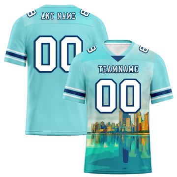 Custom Aqua Graffiti Pattern White Personalized Authentic Football Jersey FBJ02-bc0fae0