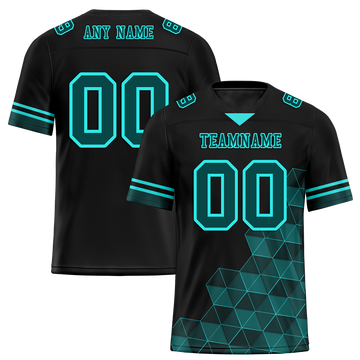 Custom Black 3D Pattern Aqua Personalized Authentic Football Jersey FBJ02-bc0fae8