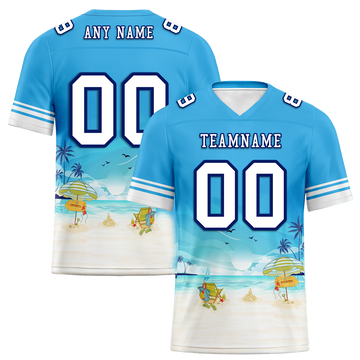 Custom Blue Hawaii White Personalized Authentic Football Jersey FBJ02-bc0fa9c