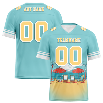 Custom Aqua Hawaii Yellow Personalized Authentic Football Jersey FBJ02-bc0fa9e