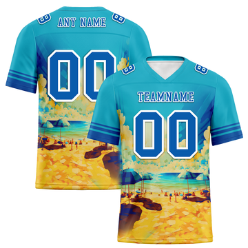 Custom Aqua Hawaii Blue Personalized Authentic Football Jersey FBJ02-bc0fa97