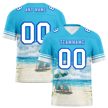 Custom Aqua Hawaii White Personalized Authentic Football Jersey FBJ02-bc0fa99