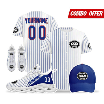 Custom White Blue Jersey MaxSoul Shoes and Hat Combo Offer Personalized ZH-D0b008f-a